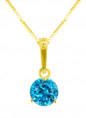 18 Karat Solid Yellow Gold Zircon Pendant Necklace