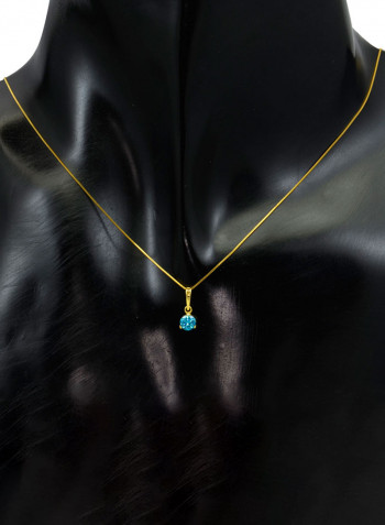 18 Karat Solid Yellow Gold Zircon Pendant Necklace