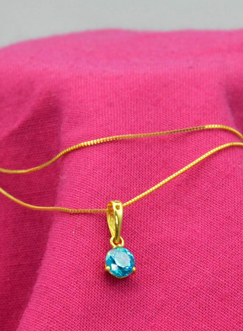 18 Karat Solid Yellow Gold Zircon Pendant Necklace