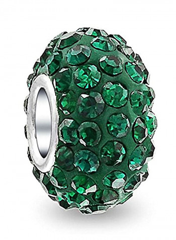 925 Sterling Silver Round Emerald Bead Charm Bracelet
