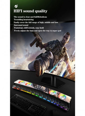 SH39 HiFi Bluetooth 3600mAh RGB Gaming Soundbar Speaker SOUNDBAR001 Black