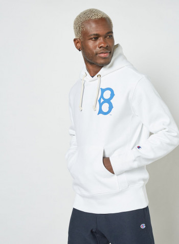 Brooklyn MLB Reverse Weave Hoodie White