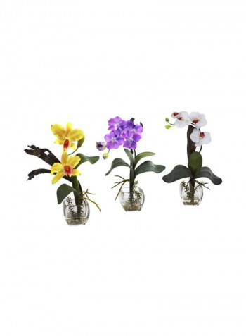 3-Piece Mixed Orchid Silk Flower Multicolour