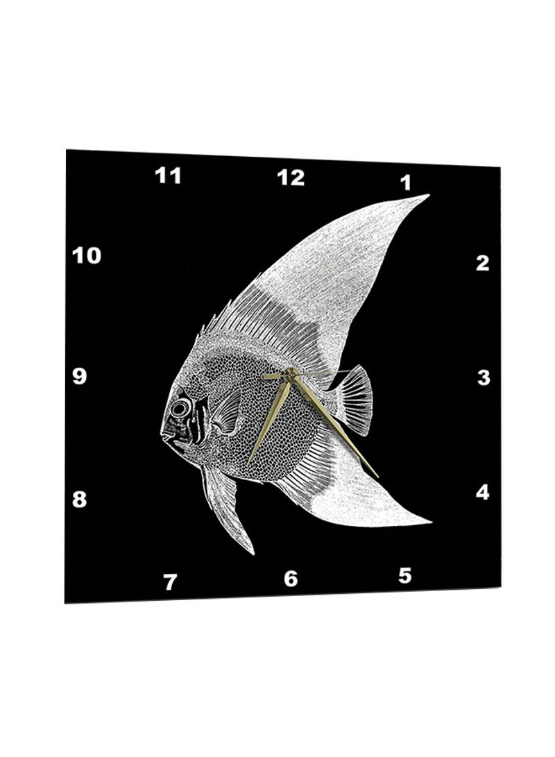 Tropical Fish Printed Wall Clock Black/White 13 x 13inch