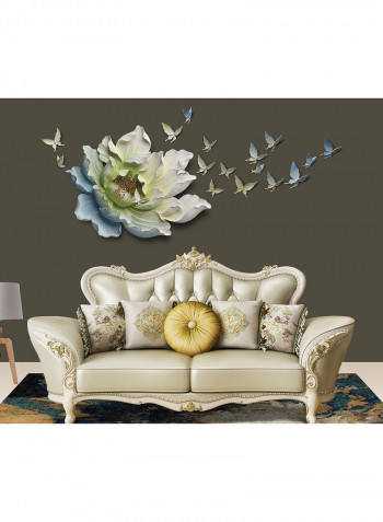 Flower 3D Wall Art Golden/Green/White 6.53kg