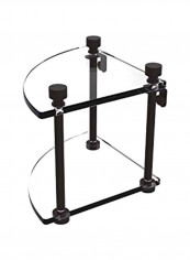 Foxtrot Collection 2-Tier Glass Shelf Black/Clear 8x8x8inch