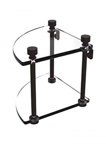 Foxtrot Collection 2-Tier Glass Shelf Black/Clear 8x8x8inch
