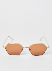 Women's Full Rim Metal Modified Rectangle Sunglasses - Lens Size: 54 mm