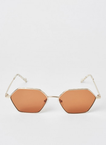 Women's Full Rim Metal Modified Rectangle Sunglasses - Lens Size: 54 mm