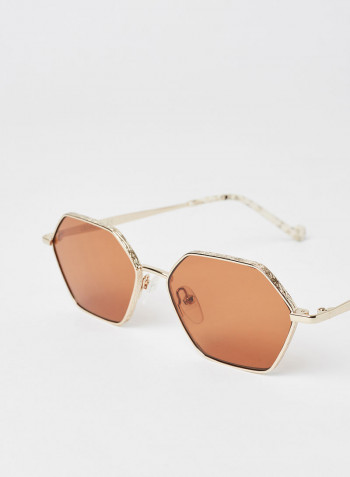 Women's Full Rim Metal Modified Rectangle Sunglasses - Lens Size: 54 mm