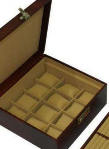 12-Grid Leather Watch Box With Ring Holder