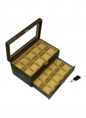 Designer Faux Leather Watch Box With Glass Top