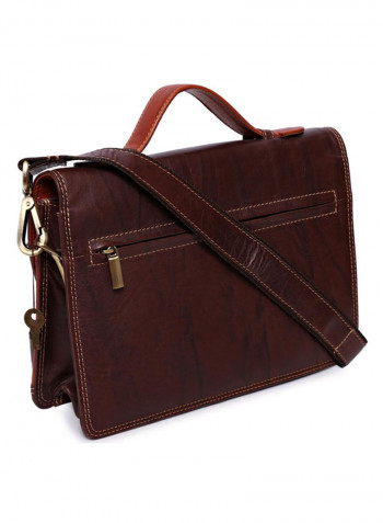 Stitch Detailed Messenger Bag Brown