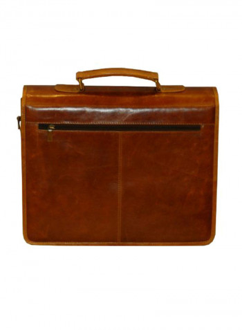 Leather Office Shoulder Bag Brown