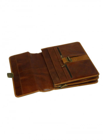 Leather Office Shoulder Bag Brown
