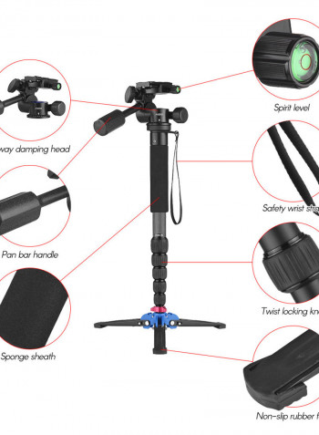 Portable Carbon Fiber 6-Section Monopod 169cm Multicolour