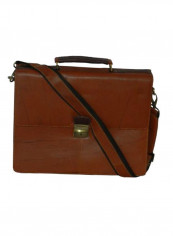 Leather Office Shoulder Bag Brown