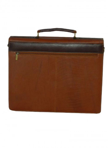 Leather Office Shoulder Bag Brown
