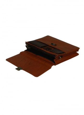 Leather Office Shoulder Bag Brown