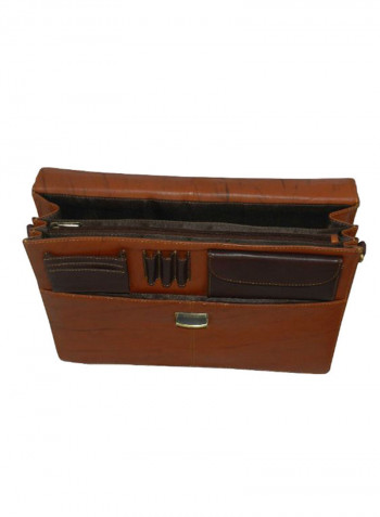 Leather Office Shoulder Bag Brown