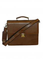Leather Office Shoulder Bag Brown
