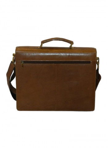 Leather Office Shoulder Bag Brown