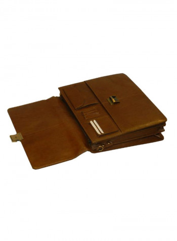 Leather Office Shoulder Bag Brown