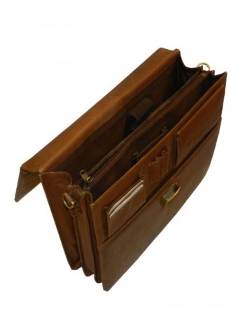 Leather Office Shoulder Bag Brown