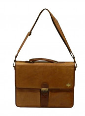 Leather Office Shoulder Bag Brown
