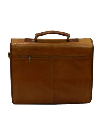 Leather Office Shoulder Bag Brown