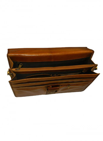 Leather Office Shoulder Bag Brown