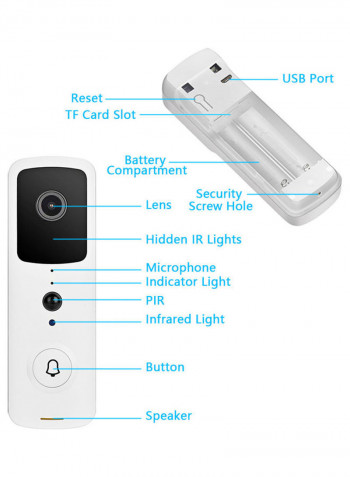 Wireless Video Doorbell White/Black