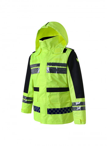 Waterproof Reflective Safety Rain Jacket With Detachable Down Hood Fluorescent yellow M