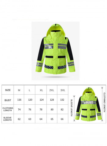 Waterproof Reflective Safety Rain Jacket With Detachable Down Hood Fluorescent yellow 2XL