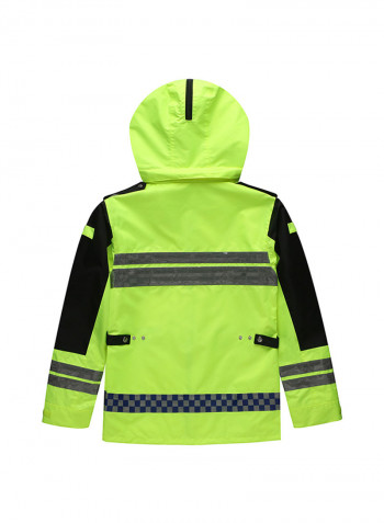 Waterproof Reflective Safety Rain Jacket With Detachable Down Hood Fluorescent yellow 2XL