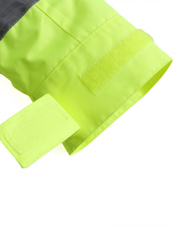 Waterproof Reflective Safety Rain Jacket With Detachable Down Hood Fluorescent yellow L