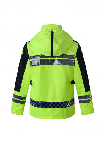 Waterproof Reflective Safety Rain Jacket With Detachable Down Hood Fluorescent yellow L