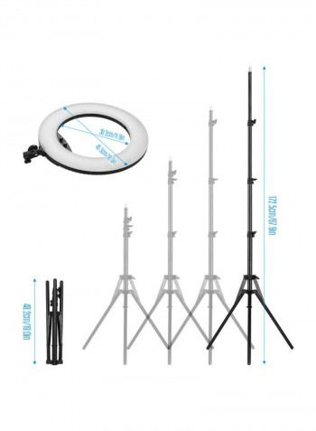 7-Piece Dimmable SMD LED Ring Light Kit 18inch multicolour