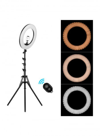 7-Piece Dimmable SMD LED Ring Light Kit 18inch multicolour