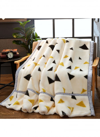 Geometry Print Thick Blanket Cotton White 200x230centimeter