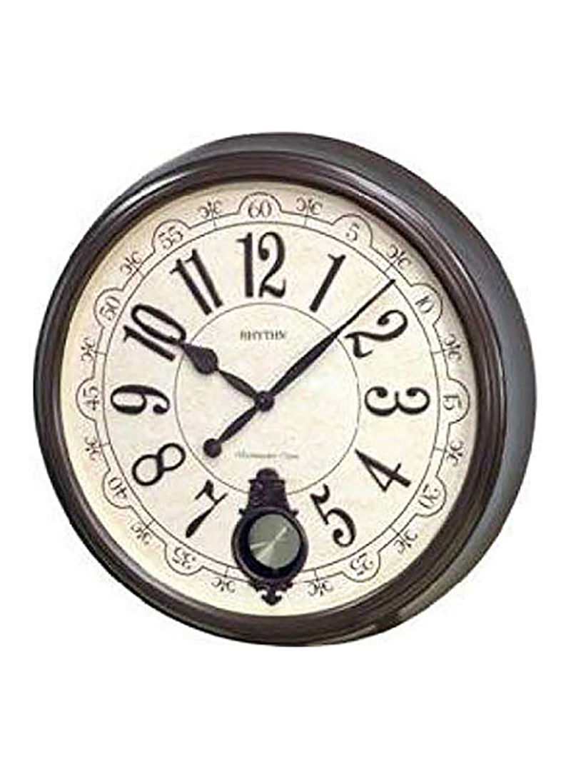 Round Shape Analog Wall Clock Brown/Off White 50.8 x 7.4centimeter