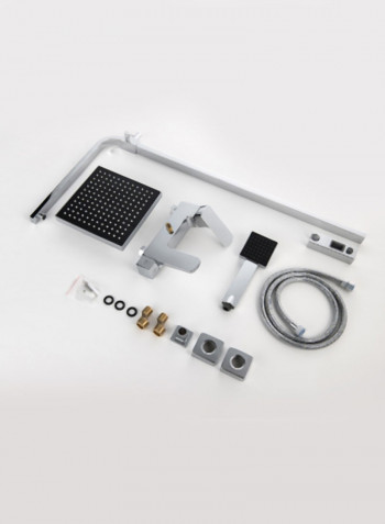 Wall Mount Over Head Rain Shower Set Silver 110x50x20cm