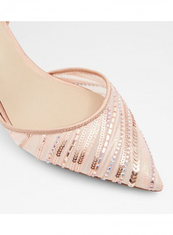 Kedithiel Sequin Upper Heeled Sandals Pink