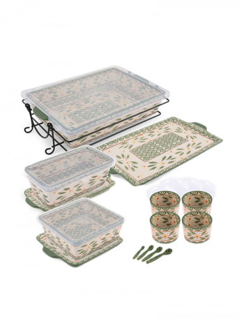 22-Piece Old World Bakeware Set Green/Beige