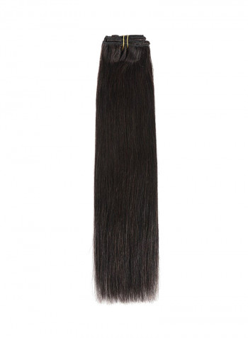 8-Piece Medium Straight Clip-in Human Hair Extension Black 18inch