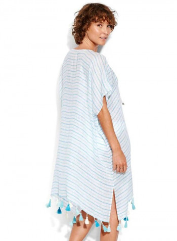 Beach Basics Linen Stripe Kaftan Antigua Blue