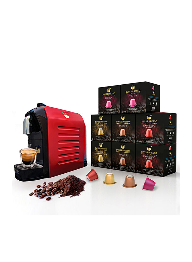 Compatible Espresso Coffee Machine With 80 Coffee Capsules 0.7 l 1255 W SCM012 Red
