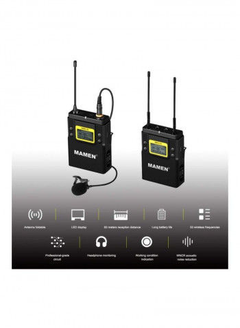 3-Piece Dual-Channel Condenser Microphone System WMIC-01 Black
