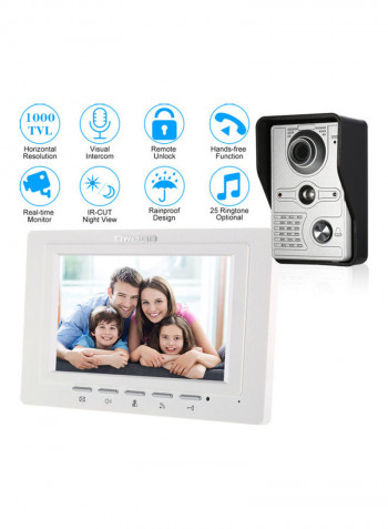 Doorbell Intercom System With Monitoring Camera White/Black