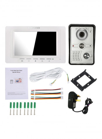 Doorbell Intercom System With Monitoring Camera White/Black